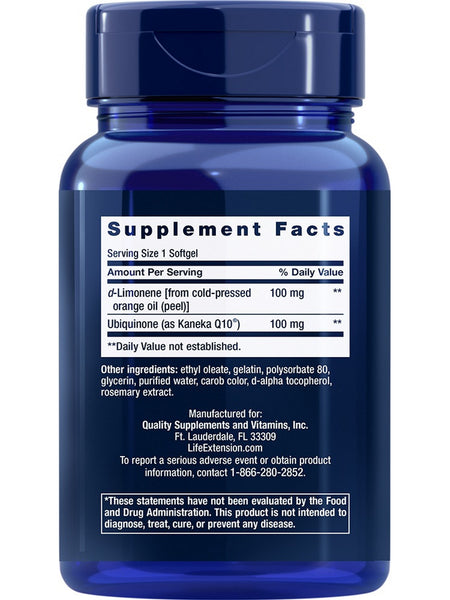Life Extension, Super-Absorbable CoQ10 (Ubiquinone) with d-Limonene, 100 mg, 60 softgels