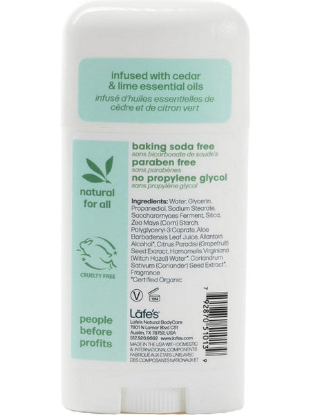 Lafe's Natural BodyCare, Lafe's Twist Stick Deodorant Cedar + Lime, 2.5 oz