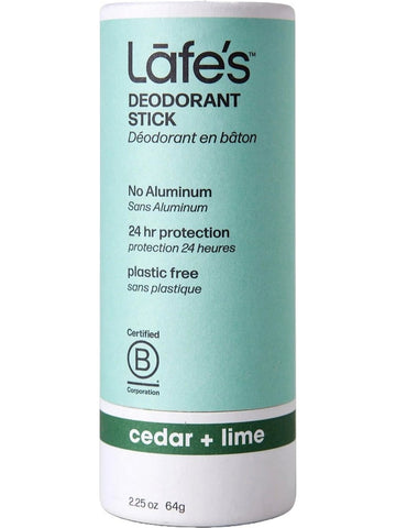 Lafe's Natural BodyCare, Lafe's Plastic-Free Stick Cedar+Lime, 2.25 oz