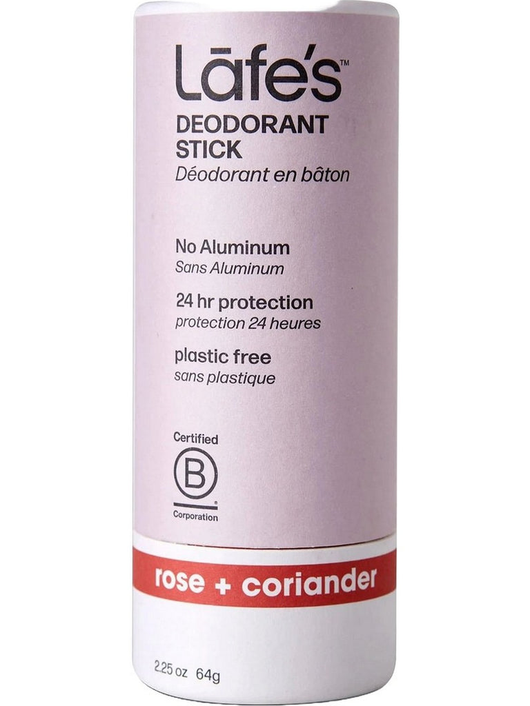 Lafe's Natural BodyCare, Lafe's Plastic-Free Stick Rose+Coriander, 2.25 oz