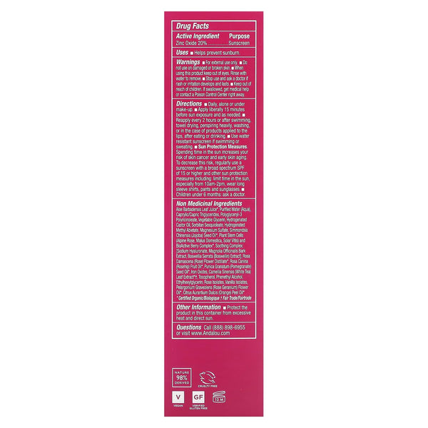 Andalou Naturals, 1000 Roses CC Color + Correct Sheer Beige SPF30, Sensitive, 2 fl oz