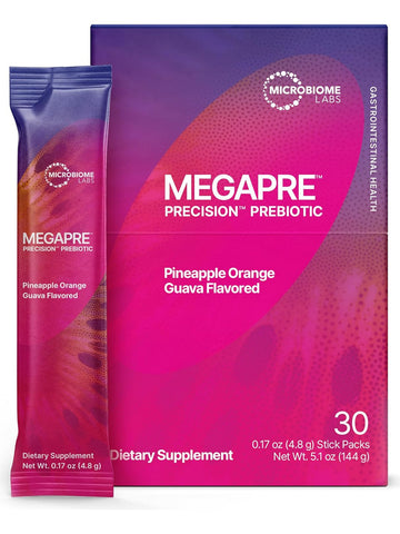 Microbiome Labs, MegaPre, Precision Prebiotic, Pineapple Orange Guava Flavored, 30 Stick Packs