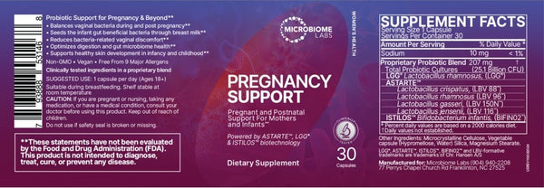 Microbiome Labs, Pregnancy Support, 30 Capsules