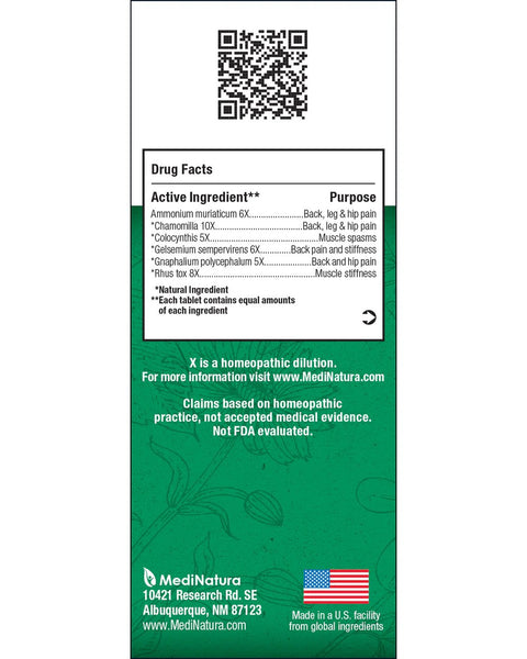 MediNatura, BHI, Back, 100 Tablets