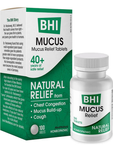 MediNatura, BHI, Mucus Relief, 100 Tablets