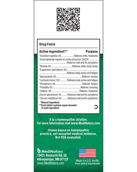 MediNatura, BHI, FLU+, 100 Tablets