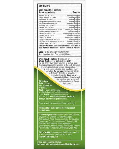 MediNatura, T-Relief Arthritis Cream, 3 oz