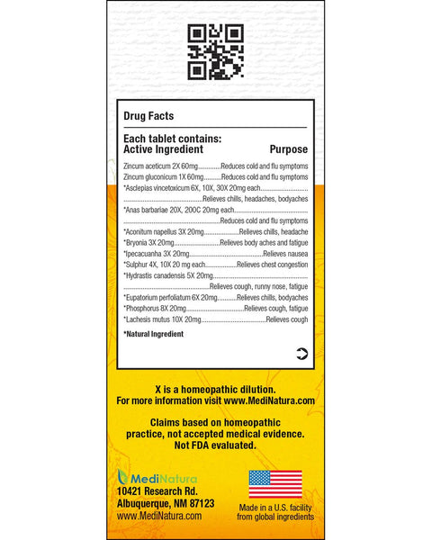MediNatura, ReBoost Cold & Flu Tablets Zinc +10, Lemon, 60 Tablets