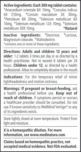 MediNatura, Wellmind Vertigo, 100 Tablets