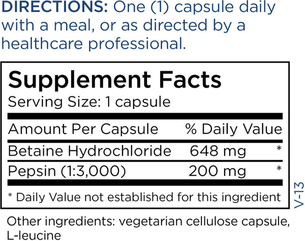 Metabolic Maintenance, Betaine Hydrochloride with Pepsin, 90 capsules
