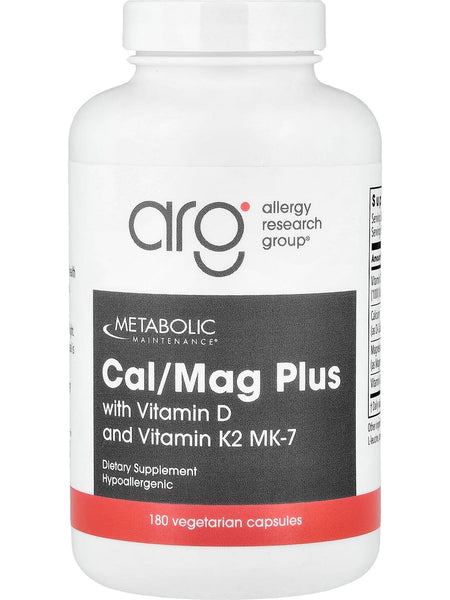 Metabolic Maintenance, Cal/Mag Plus with Vitamin D and Vitamin K2 MK-7, 180 Vegetarian Capsules