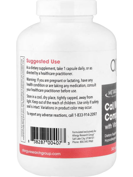 Metabolic Maintenance, Cal/Mag/Zinc Complex with Vitamin D, 240 Vegetarian Capsules
