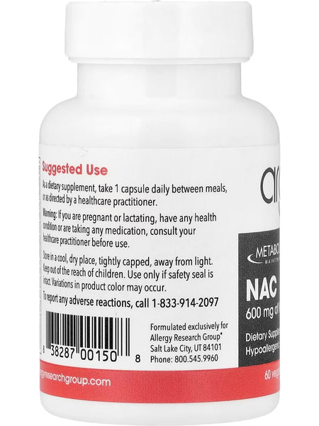 Metabolic Maintenance, NAC, 600 mg, 60 Vegetarian Capsules
