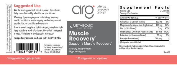 Metabolic Maintenance, Muscle Recovery, 180 Vegetarian Capsules