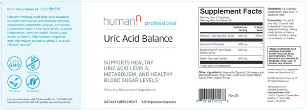 HumanN, Uric Acid Balance, 120 Vegetarian Capsules
