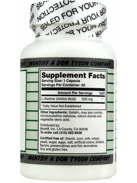 Montiff, Pure L-Alanine 500 mg, 50 Capsules