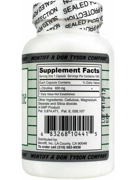 Montiff, Pure L-Citrulline 600 mg, 100 Capsules
