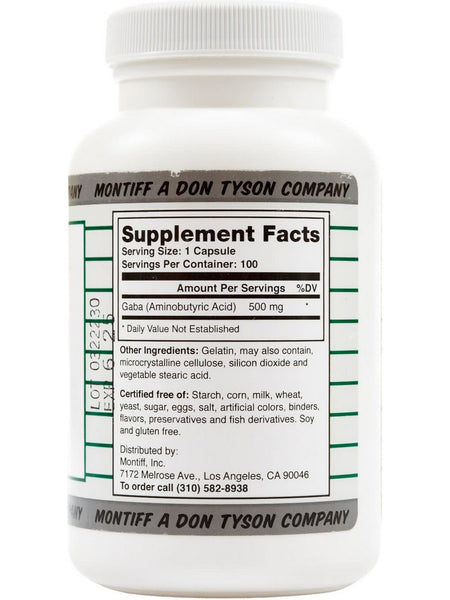 Montiff, Pure Gaba 500 mg, 100 Capsules