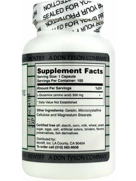 Montiff, Pure L-Glutamine 500 mg, 250 Capsules