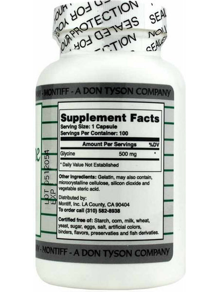 Montiff, Pure Glycine 500 mg, 100 Capsules