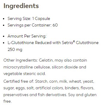 Montiff, L-Glutathione Reduced 250mg, 60 Capsules