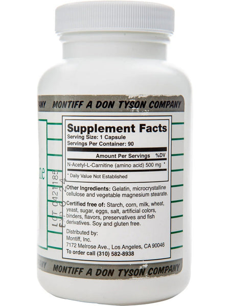 Montiff, N-Acetyl-L-Carnitine 500 mg, 90 Capsules