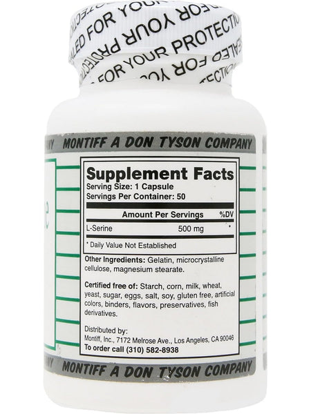 Montiff, Pure L-Serine 500 mg, 50 Capsules