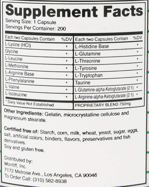 Montiff, Super-Sports 750 mg, 200 Capsules