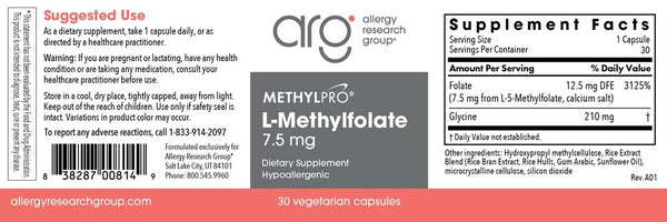 MethylPro, L-Methylfolate, 7.5 mg, 30 Vegetarian Capsules