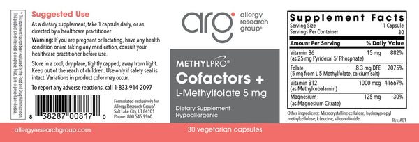 MethylPro, Cofactors + L-Methylfolate, 5 mg, 30 Vegetarian Capsules