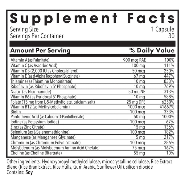 MethylPro, Multivitamin + L-Methylfolate, 15 mg, 30 Vegetarian Capsules
