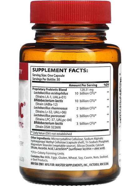 Master Supplements, Theralac, Broad Spectrum Probiotic, 30 Billion CFU, 30 Capsules