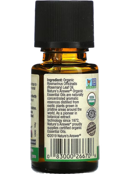 Nature's Answer, 100% Pure Rosemary Organic, Essential Oil, 0.5 fl oz