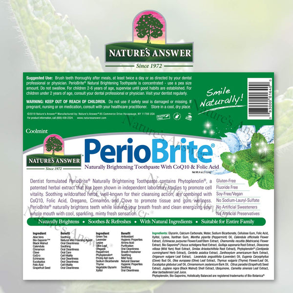 Nature's Answer, PerioBrite, Naturally Brightening Toothpaste, Wintermint, 4 oz