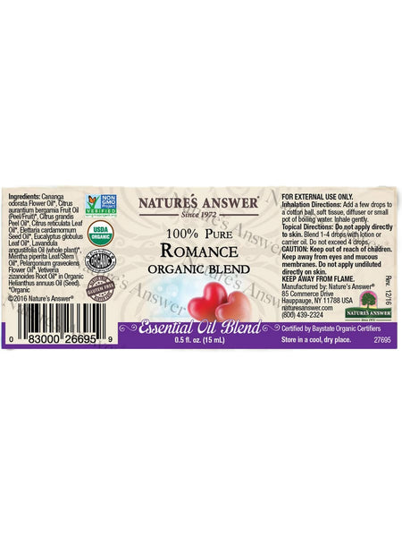 Nature's Answer, 100% Pure Romance, Organic Blend Essential Oil Blend, 0.5 fl oz
