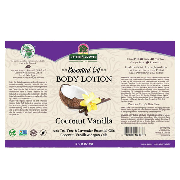 Nature's Answer, Essential Oil, Body Lotion, Coconut Vanilla, 16 fl oz