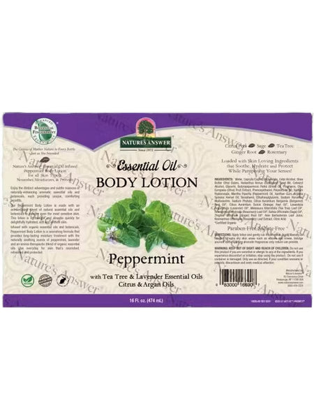 Nature's Answer, Essential Oil, Body Lotion, Peppermint, 16 fl oz