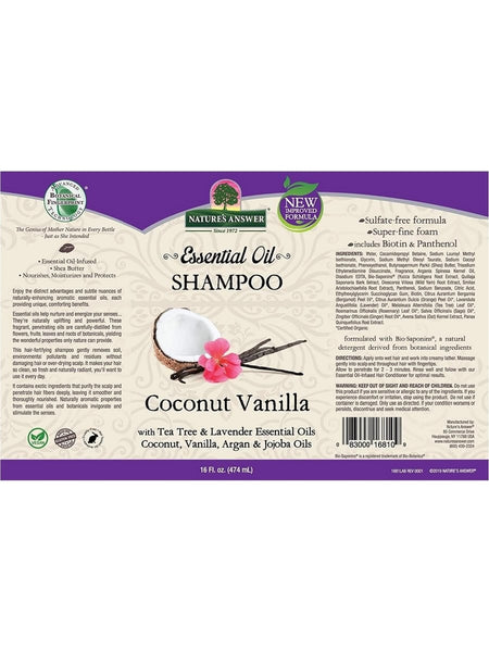 Nature's Answer, Essential Oil, Shampoo Coconut Vanilla, 16 fl oz