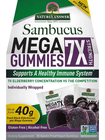 Nature's Answer, Sambucus Mega Gummies, 7X Strength, 30 Gelatin Free/Vegan Gummies