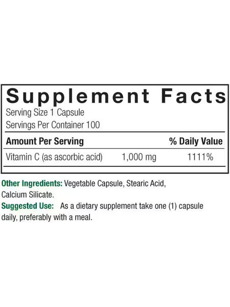 Nature's Answer, Vitamin C, 1000 mg, 100 Vegetarian Capsules