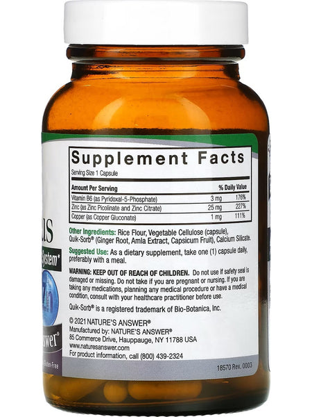 Nature's Answer, Zinc Plus, 60 Vegetarian Capsulse