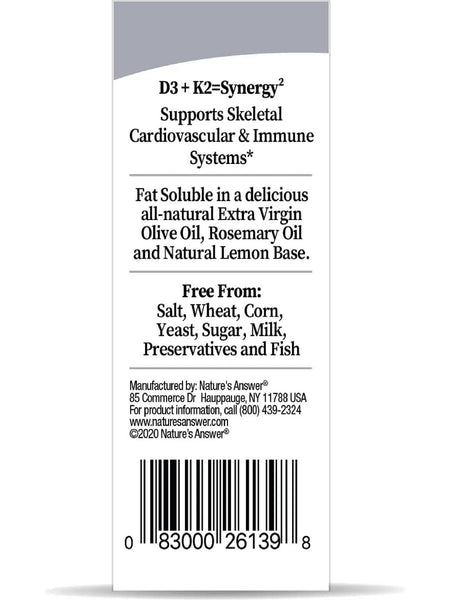 Nature's Answer, Vitamin D3 & K2 Liquid, 0.5 fl oz