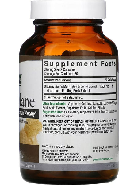 Nature's Answer, Lion's Mane, 90 Vegetarian Capsules