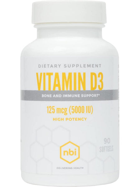 NBI, Vitamin D3 125 mcg (5000 IU), 90 Softgels