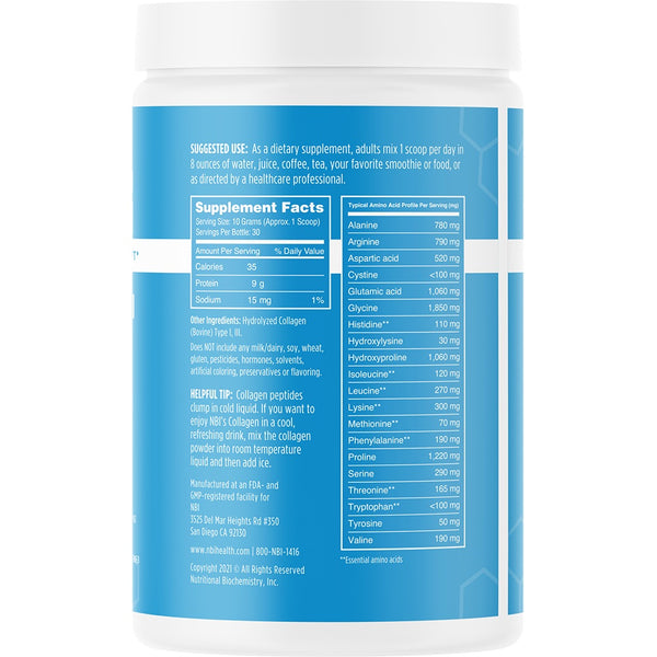 NBI, Collagen, Hydrolized Collagen Types I & III, 300g