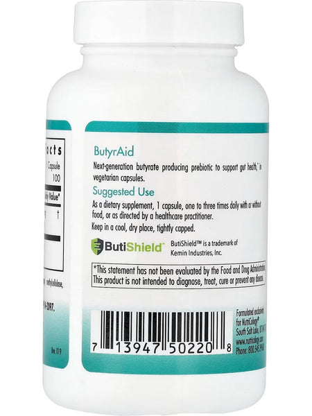 NutriCology, ButyrAid Colon Lining Nutrition, 100 Vegetarian Capsules
