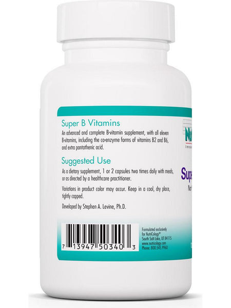 NutriCology, Super B Vitamins, Non Yeast or Corn Derived, 120 Vegetarian Capsules