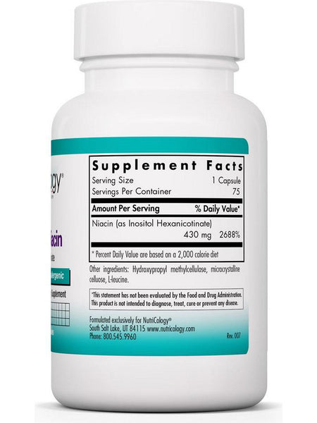 NutriCology, No-Flush Niacin Inositol Hexanicotine, 75 Vegetarian Capsules