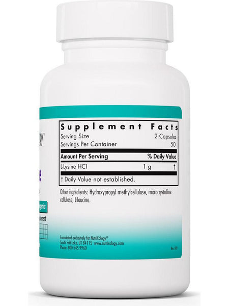 NutriCology, L-Lysine Free Form Amino Acid, 100 Vegetarian Capsules