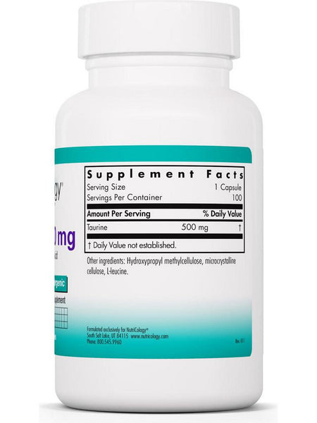 NutriCology, Taurine 500 mg, Free Form Amino Acid, 100 Vegetarian Capsules